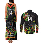 Custom NRL Panthers NAIDOC Week Couples Matching Tank Maxi Dress and Long Sleeve Button Shirt Keep The Fire Burning Indigenous Art