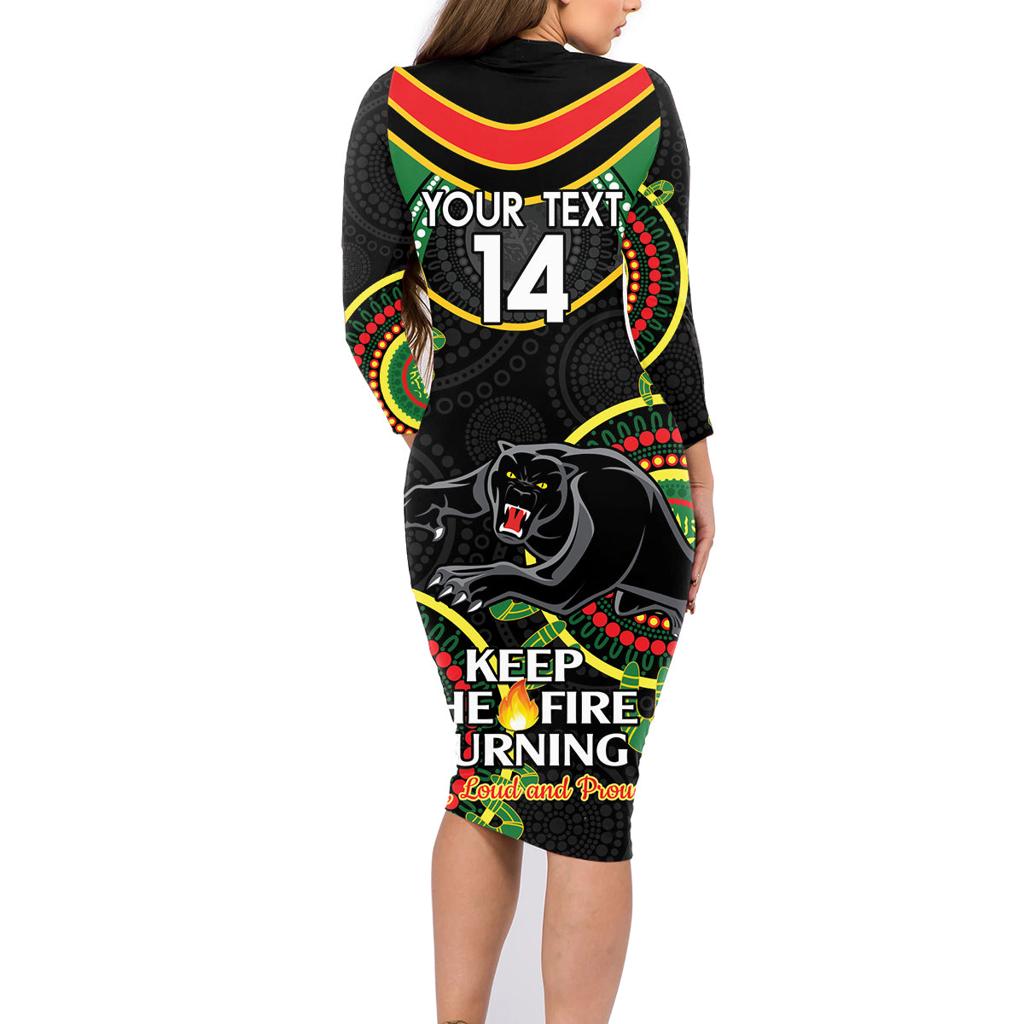 Custom NRL Panthers NAIDOC Week Family Matching Long Sleeve Bodycon Dress and Hawaiian Shirt Keep The Fire Burning Indigenous Art