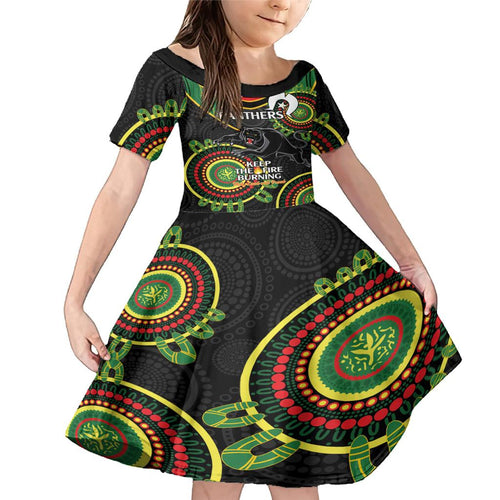 Custom NRL Panthers NAIDOC Week Family Matching Mermaid Dress and Hawaiian Shirt Keep The Fire Burning Indigenous Art