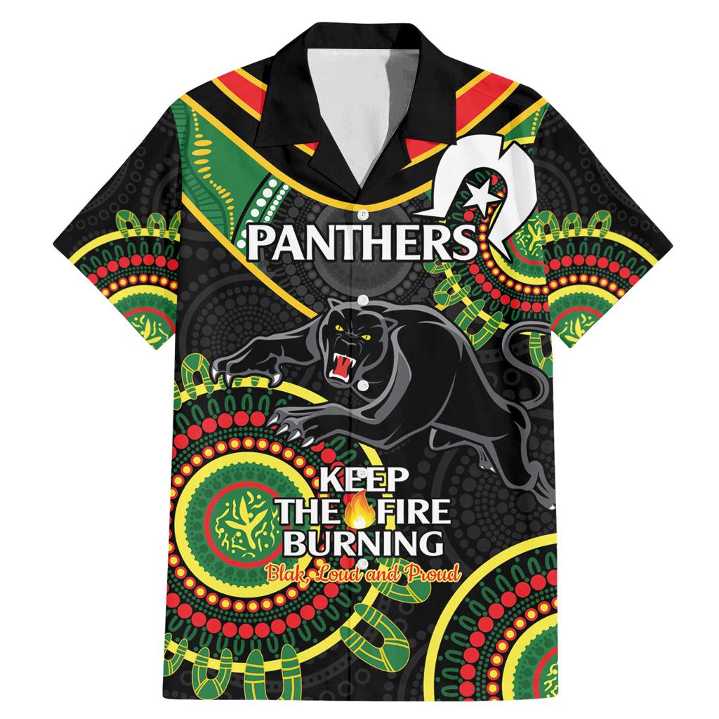 Custom NRL Panthers NAIDOC Week Family Matching Mermaid Dress and Hawaiian Shirt Keep The Fire Burning Indigenous Art
