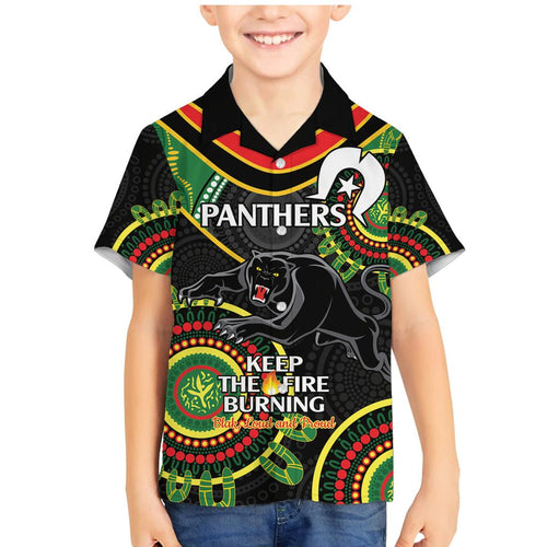 Custom NRL Panthers NAIDOC Week Family Matching Mermaid Dress and Hawaiian Shirt Keep The Fire Burning Indigenous Art