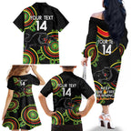 Custom NRL Panthers NAIDOC Week Family Matching Off The Shoulder Long Sleeve Dress and Hawaiian Shirt Keep The Fire Burning Indigenous Art