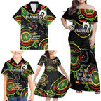 Custom NRL Panthers NAIDOC Week Family Matching Off Shoulder Maxi Dress and Hawaiian Shirt Keep The Fire Burning Indigenous Art