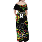 Custom NRL Panthers NAIDOC Week Family Matching Off Shoulder Maxi Dress and Hawaiian Shirt Keep The Fire Burning Indigenous Art