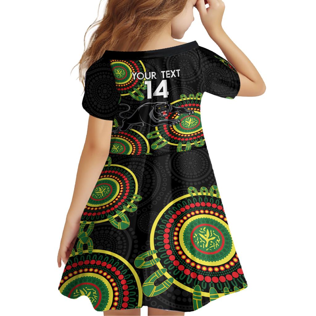 Custom NRL Panthers NAIDOC Week Family Matching Off Shoulder Short Dress and Hawaiian Shirt Keep The Fire Burning Indigenous Art