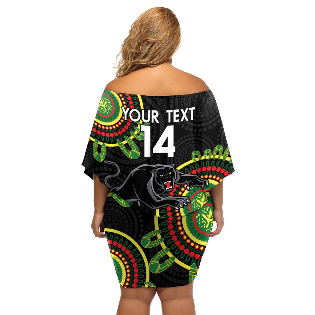 Custom NRL Panthers NAIDOC Week Family Matching Off Shoulder Short Dress and Hawaiian Shirt Keep The Fire Burning Indigenous Art