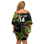 Custom NRL Panthers NAIDOC Week Family Matching Off Shoulder Short Dress and Hawaiian Shirt Keep The Fire Burning Indigenous Art