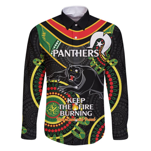 Custom NRL Panthers NAIDOC Week Family Matching Short Sleeve Bodycon Dress and Hawaiian Shirt Keep The Fire Burning Indigenous Art