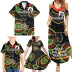 Custom NRL Panthers NAIDOC Week Family Matching Summer Maxi Dress and Hawaiian Shirt Keep The Fire Burning Indigenous Art