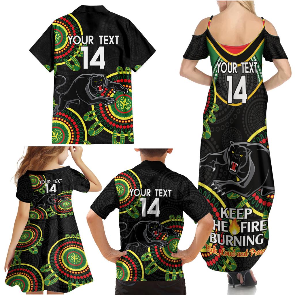 Custom NRL Panthers NAIDOC Week Family Matching Summer Maxi Dress and Hawaiian Shirt Keep The Fire Burning Indigenous Art