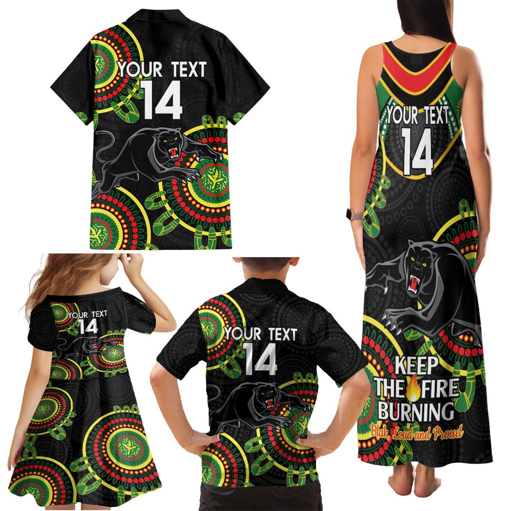 Custom NRL Panthers NAIDOC Week Family Matching Tank Maxi Dress and Hawaiian Shirt Keep The Fire Burning Indigenous Art