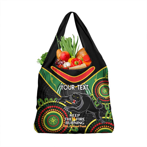 Custom NRL Panthers NAIDOC Week Grocery Bag Keep The Fire Burning Indigenous Art