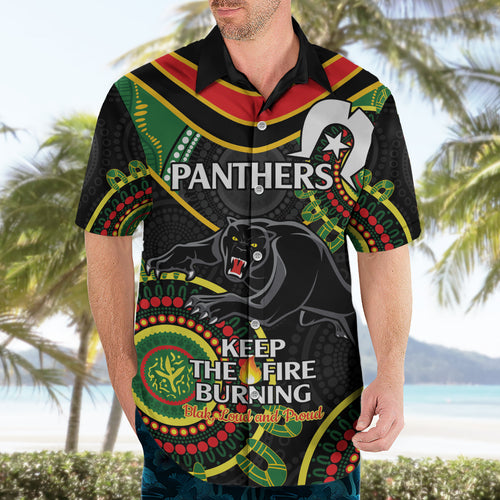 Custom NRL Panthers NAIDOC Week Hawaiian Shirt Keep The Fire Burning Indigenous Art