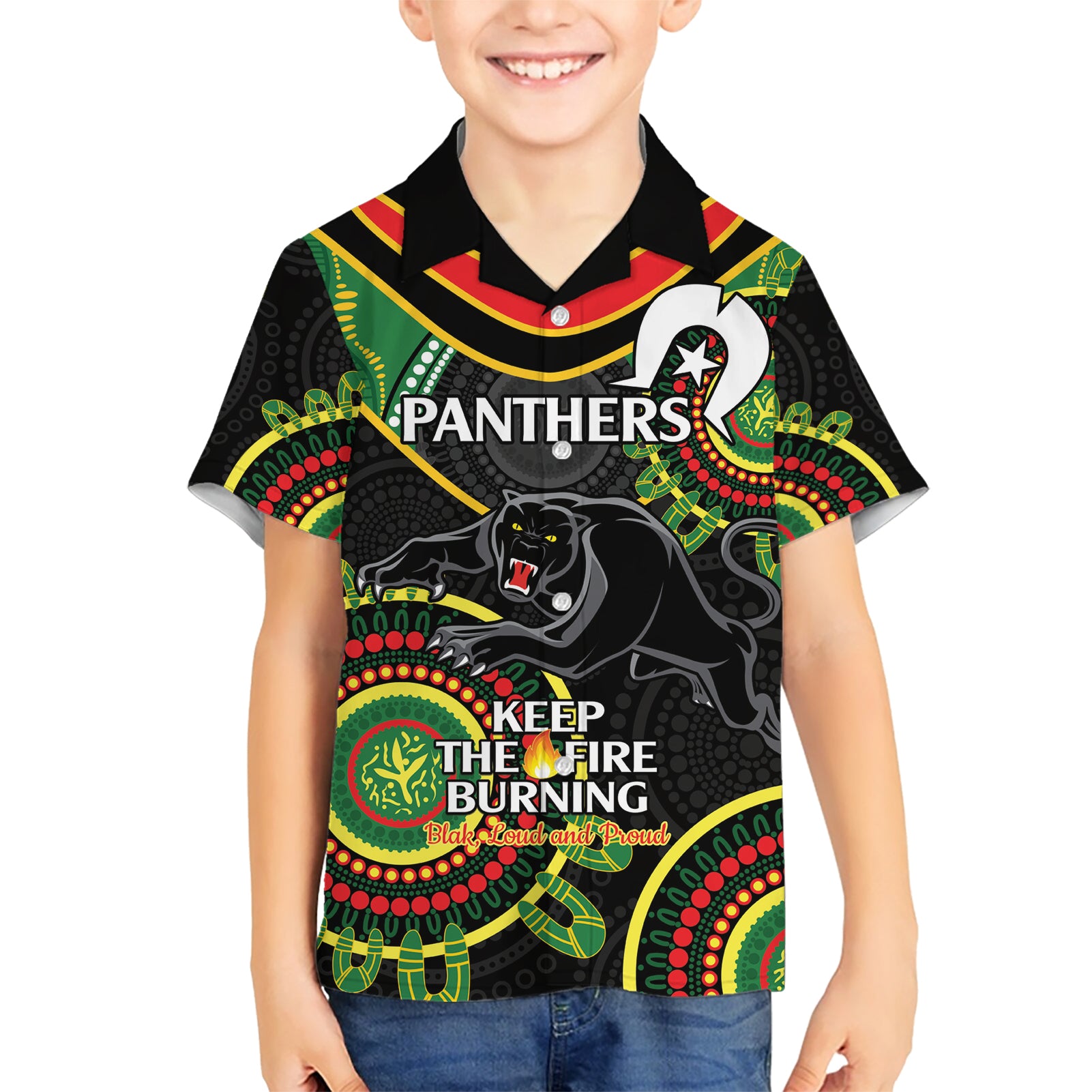 Custom NRL Panthers NAIDOC Week Hawaiian Shirt Keep The Fire Burning Indigenous Art
