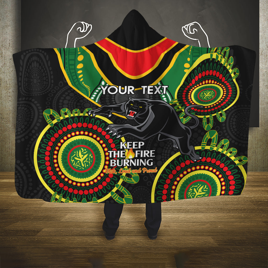 Custom NRL Panthers NAIDOC Week Hooded Blanket Keep The Fire Burning Indigenous Art