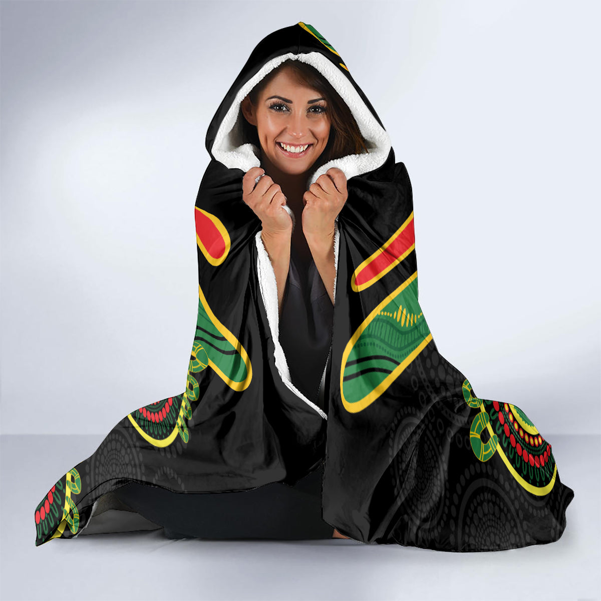 Custom NRL Panthers NAIDOC Week Hooded Blanket Keep The Fire Burning Indigenous Art