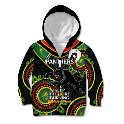 Custom NRL Panthers NAIDOC Week Kid Hoodie Keep The Fire Burning Indigenous Art