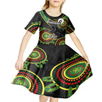 Custom NRL Panthers NAIDOC Week Kid Short Sleeve Dress Keep The Fire Burning Indigenous Art