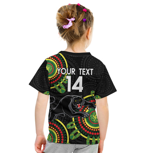 Custom NRL Panthers NAIDOC Week Kid T Shirt Keep The Fire Burning Indigenous Art