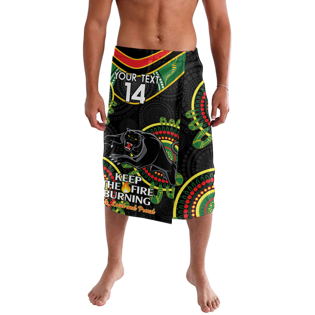 Custom NRL Panthers NAIDOC Week Lavalava Keep The Fire Burning Indigenous Art