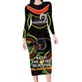 Custom NRL Panthers NAIDOC Week Long Sleeve Bodycon Dress Keep The Fire Burning Indigenous Art