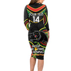 Custom NRL Panthers NAIDOC Week Long Sleeve Bodycon Dress Keep The Fire Burning Indigenous Art