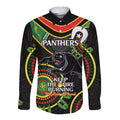 Custom NRL Panthers NAIDOC Week Long Sleeve Button Shirt Keep The Fire Burning Indigenous Art