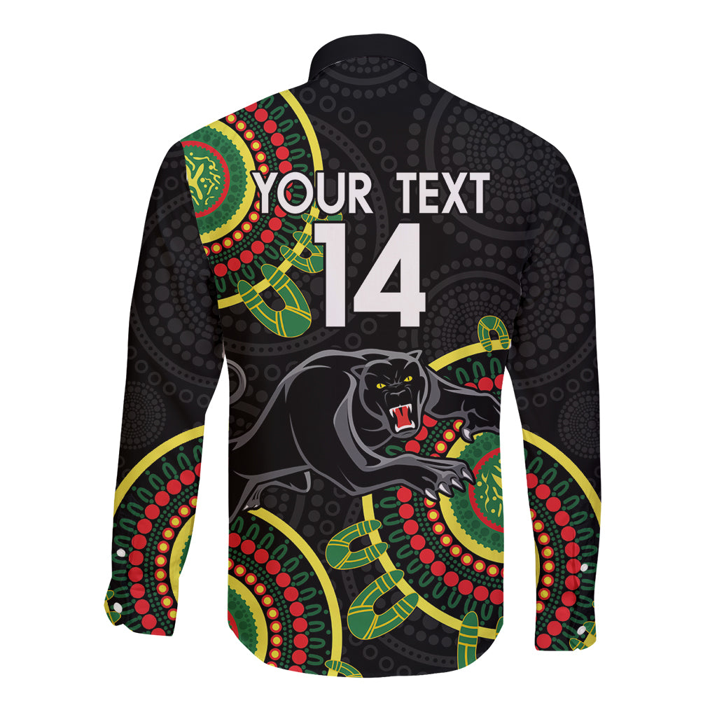 Custom NRL Panthers NAIDOC Week Long Sleeve Button Shirt Keep The Fire Burning Indigenous Art
