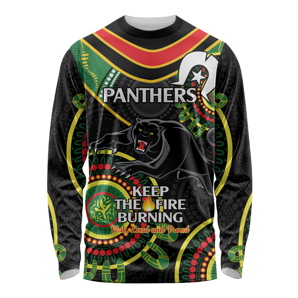 Custom NRL Panthers NAIDOC Week Long Sleeve Shirt Keep The Fire Burning Indigenous Art