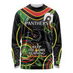 Custom NRL Panthers NAIDOC Week Long Sleeve Shirt Keep The Fire Burning Indigenous Art