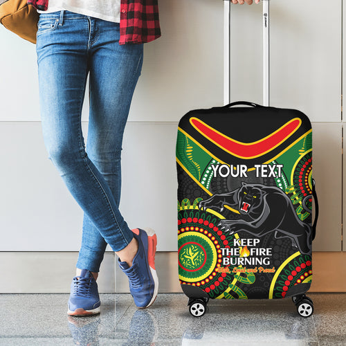 Custom NRL Panthers NAIDOC Week Luggage Cover Keep The Fire Burning Indigenous Art