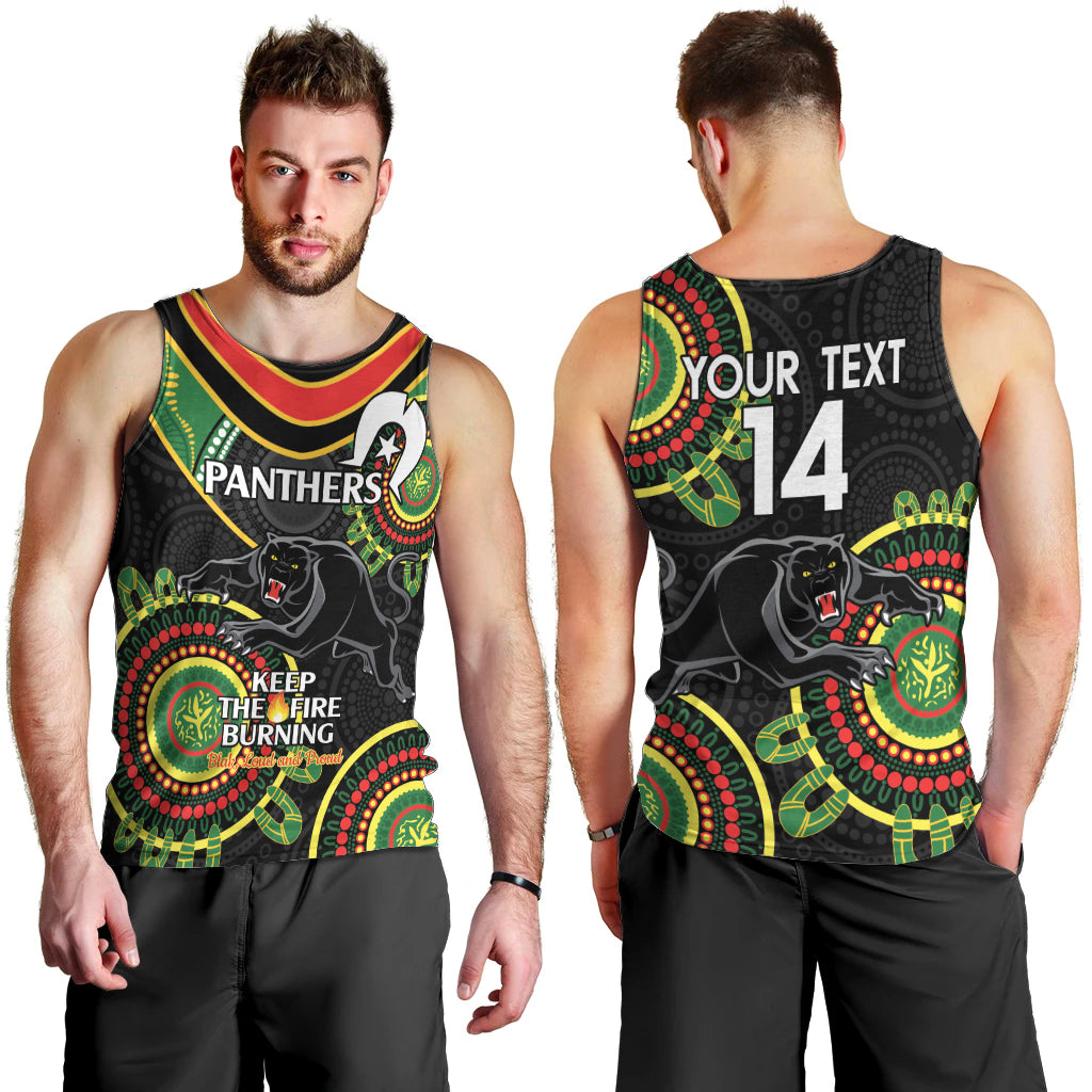 Custom NRL Panthers NAIDOC Week Men Tank Top Keep The Fire Burning Indigenous Art