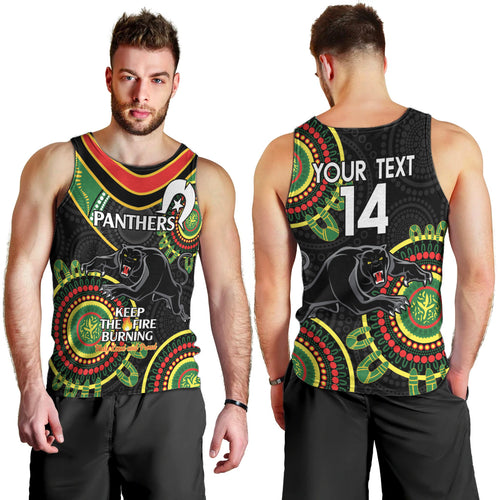Custom NRL Panthers NAIDOC Week Men Tank Top Keep The Fire Burning Indigenous Art