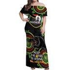 Custom NRL Panthers NAIDOC Week Off Shoulder Maxi Dress Keep The Fire Burning Indigenous Art