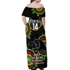 Custom NRL Panthers NAIDOC Week Off Shoulder Maxi Dress Keep The Fire Burning Indigenous Art