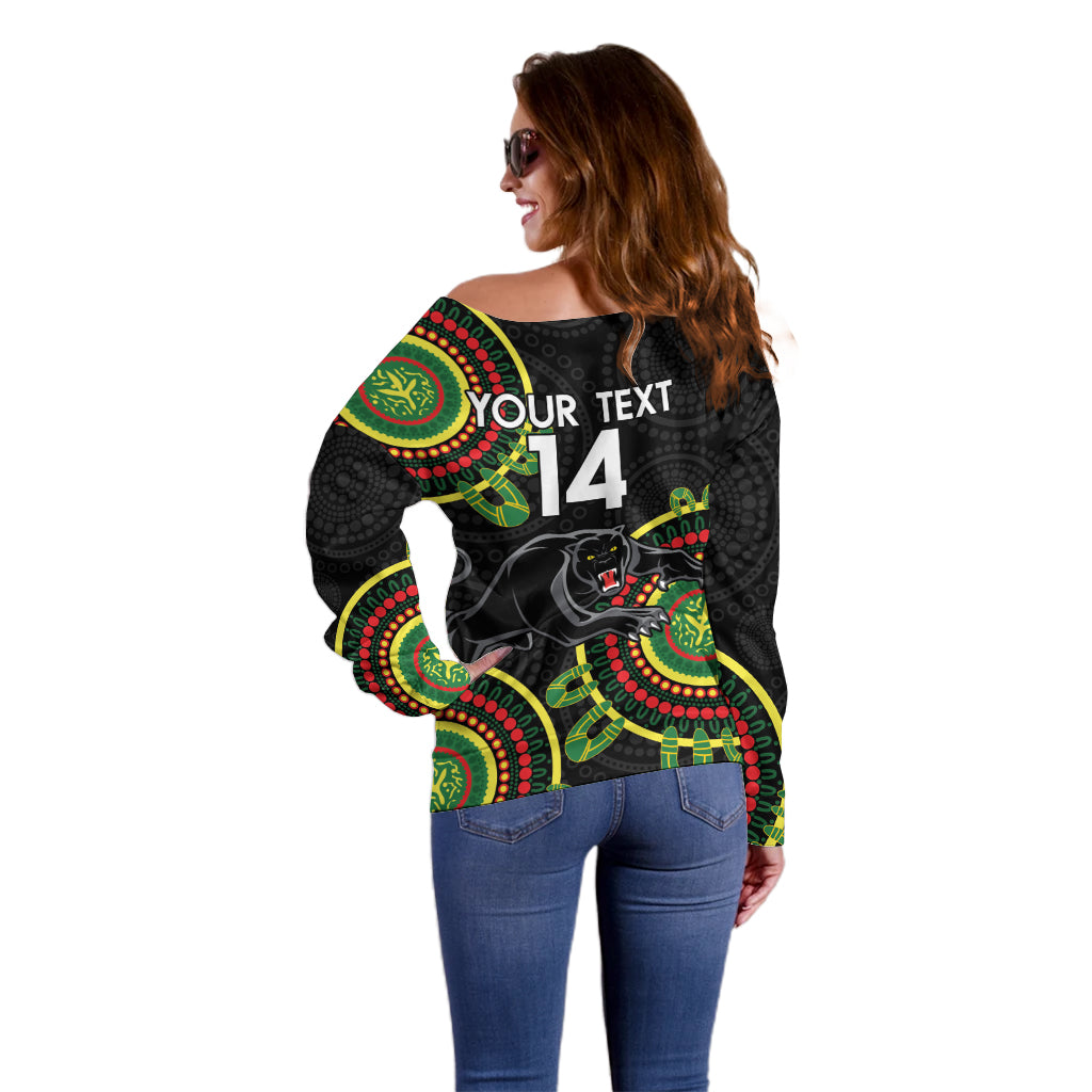 Custom NRL Panthers NAIDOC Week Off Shoulder Sweater Keep The Fire Burning Indigenous Art