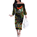 Custom NRL Panthers NAIDOC Week Off The Shoulder Long Sleeve Dress Keep The Fire Burning Indigenous Art