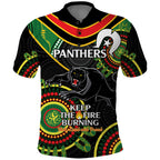Custom NRL Panthers NAIDOC Week Polo Shirt Keep The Fire Burning Indigenous Art