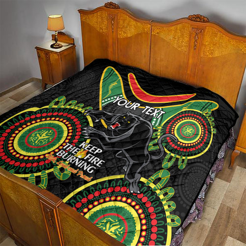 Custom NRL Panthers NAIDOC Week Quilt Keep The Fire Burning Indigenous Art