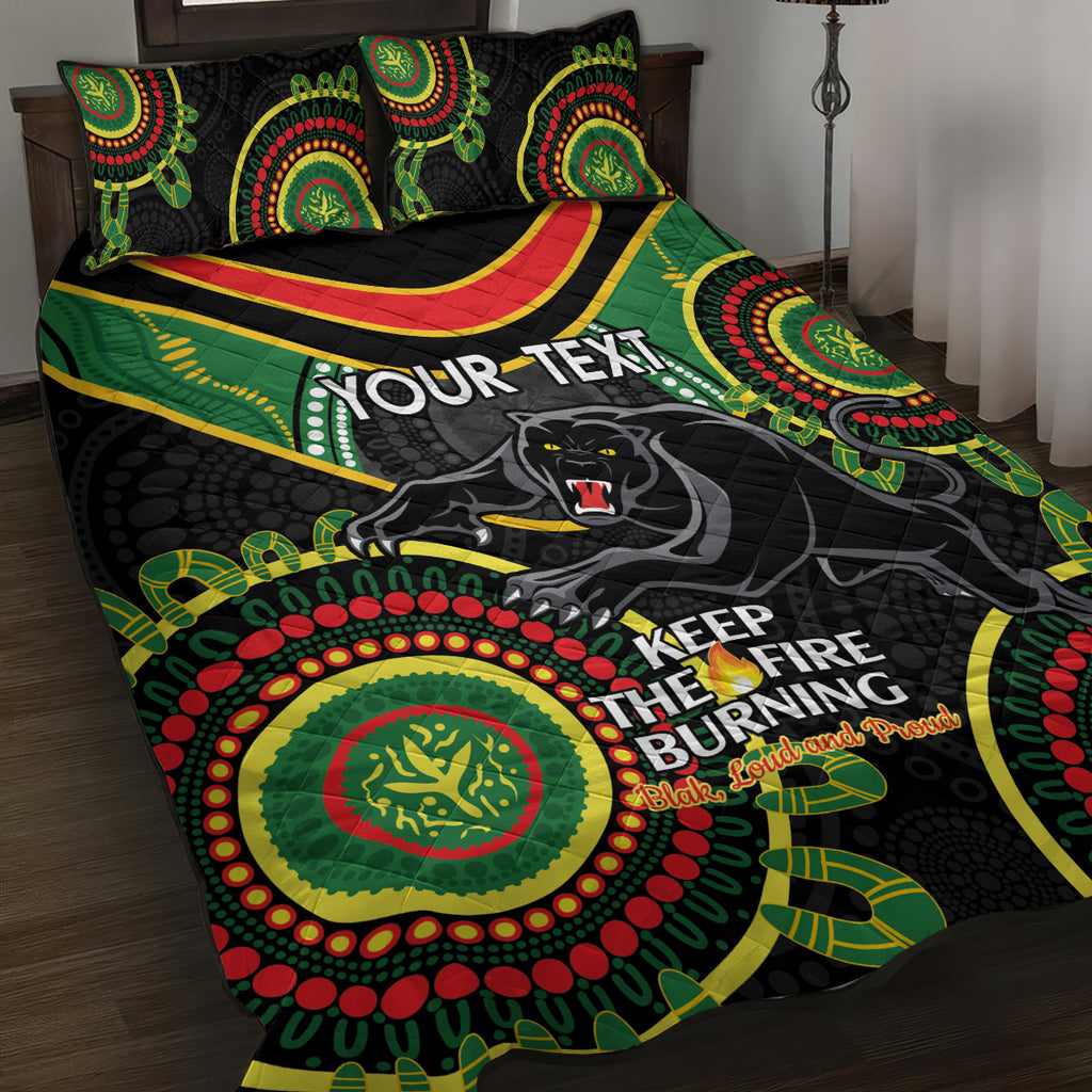 Custom NRL Panthers NAIDOC Week Quilt Bed Set Keep The Fire Burning Indigenous Art