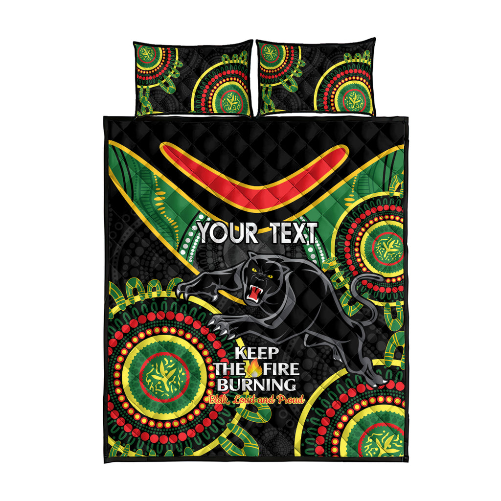 Custom NRL Panthers NAIDOC Week Quilt Bed Set Keep The Fire Burning Indigenous Art