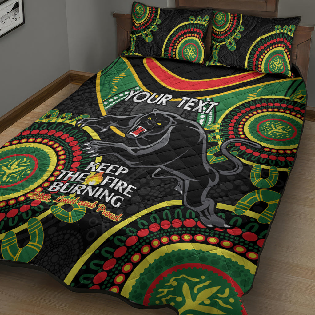 Custom NRL Panthers NAIDOC Week Quilt Bed Set Keep The Fire Burning Indigenous Art