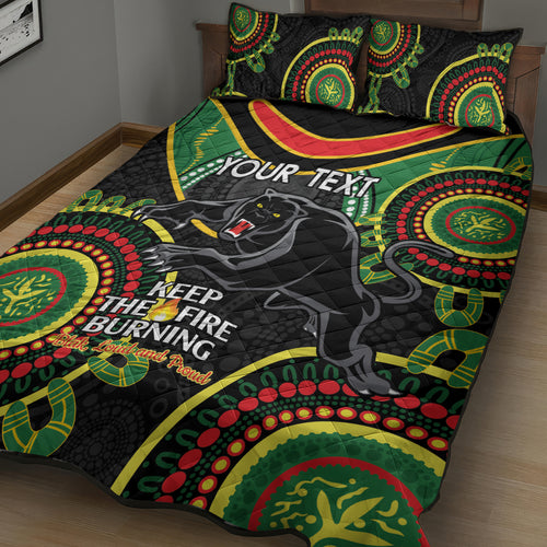 Custom NRL Panthers NAIDOC Week Quilt Bed Set Keep The Fire Burning Indigenous Art