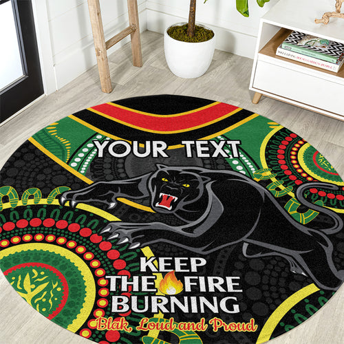 Custom NRL Panthers NAIDOC Week Round Carpet Keep The Fire Burning Indigenous Art
