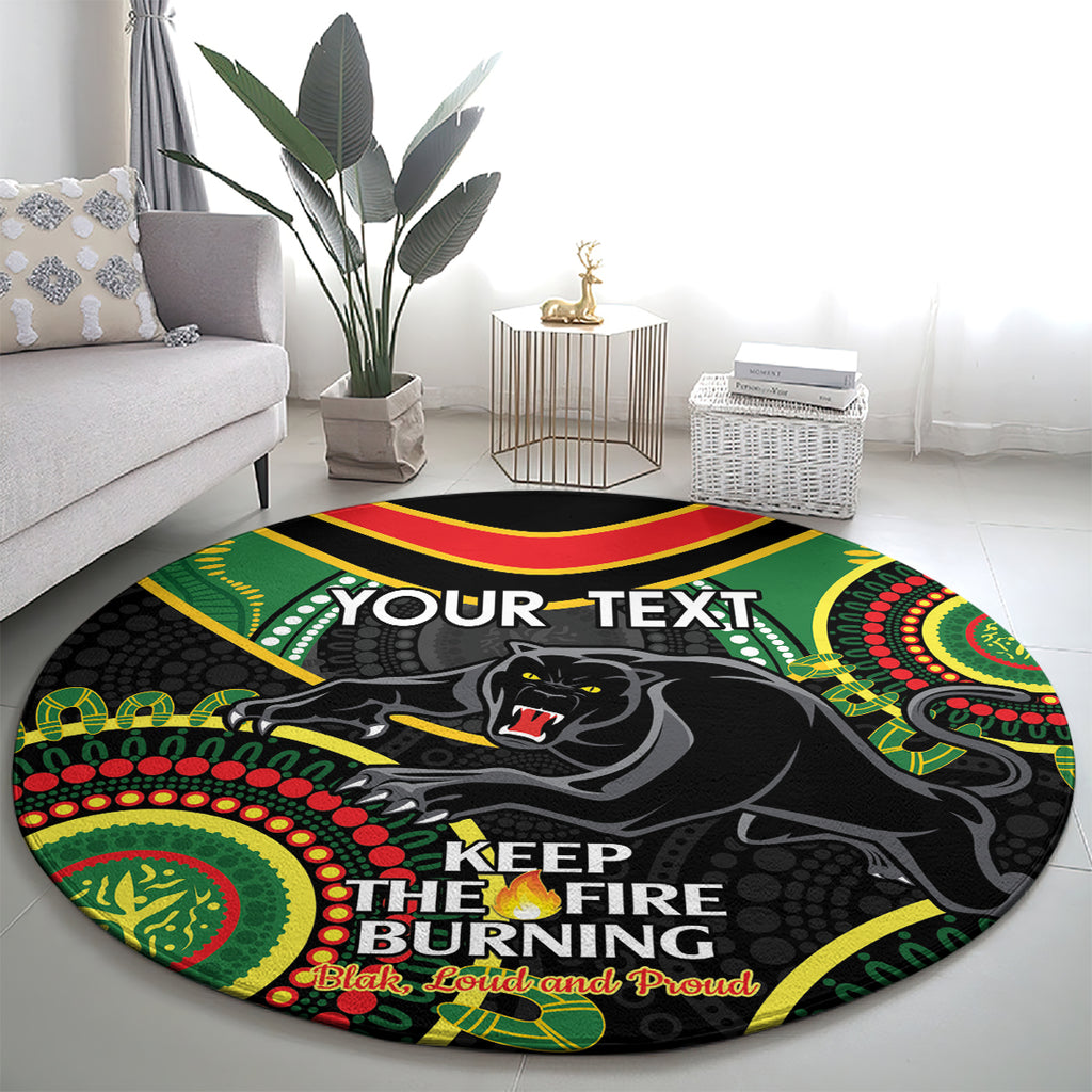 Custom NRL Panthers NAIDOC Week Round Carpet Keep The Fire Burning Indigenous Art