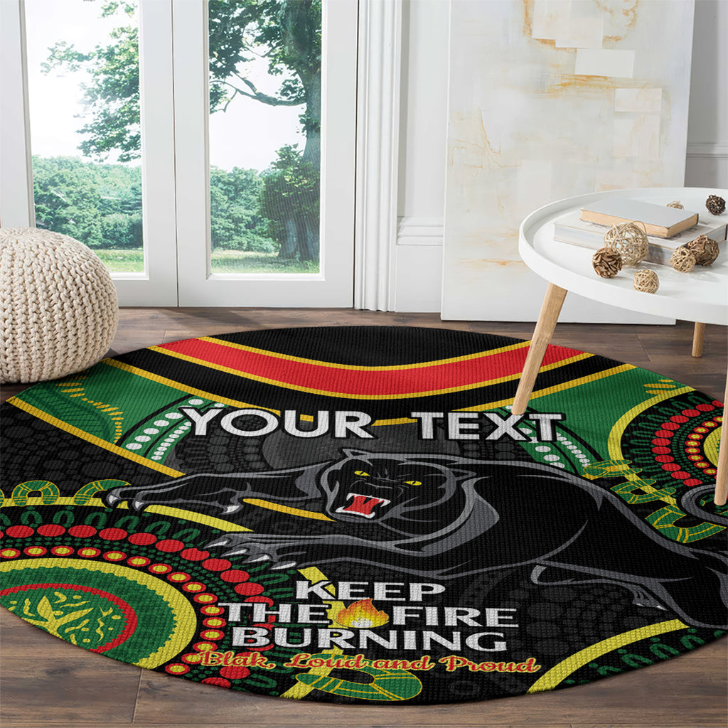 Custom NRL Panthers NAIDOC Week Round Carpet Keep The Fire Burning Indigenous Art