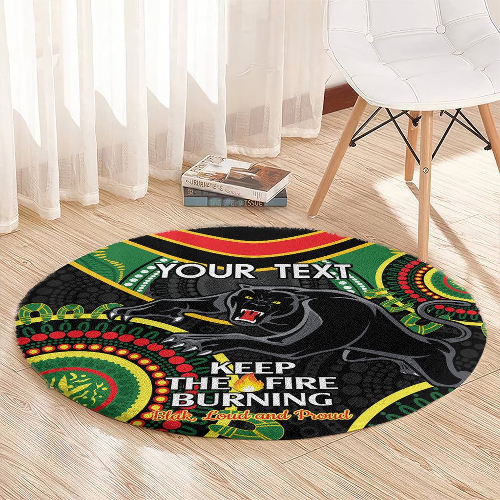Custom NRL Panthers NAIDOC Week Round Carpet Keep The Fire Burning Indigenous Art