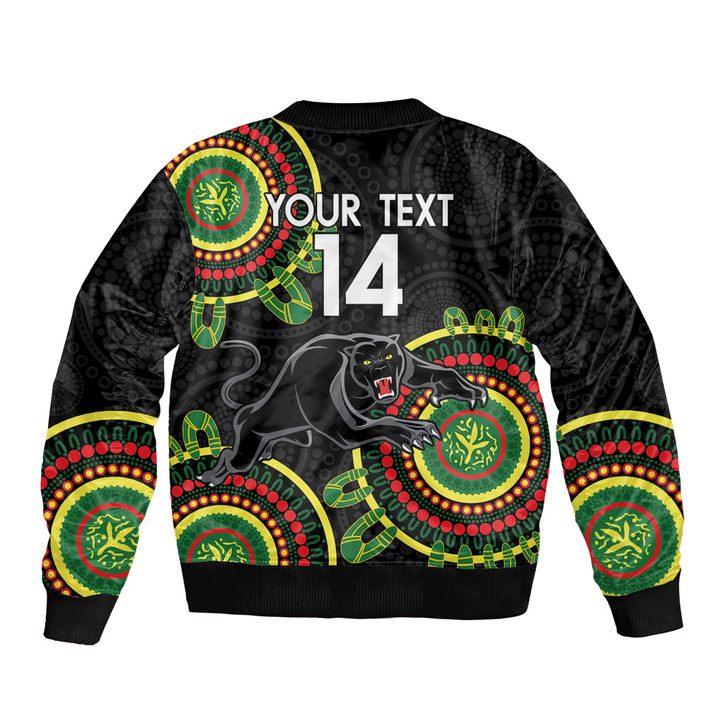 Custom NRL Panthers NAIDOC Week Sleeve Zip Bomber Jacket Keep The Fire Burning Indigenous Art