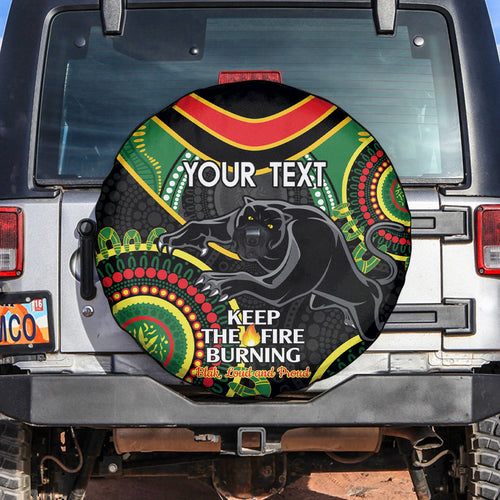 Custom NRL Panthers NAIDOC Week Spare Tire Cover Keep The Fire Burning Indigenous Art