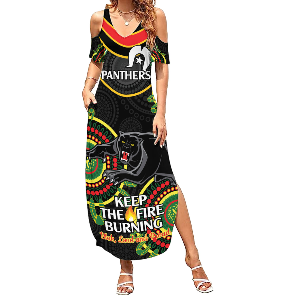 Custom NRL Panthers NAIDOC Week Summer Maxi Dress Keep The Fire Burning Indigenous Art